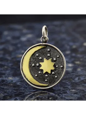 Mixed Metal Moon & Star Necklace