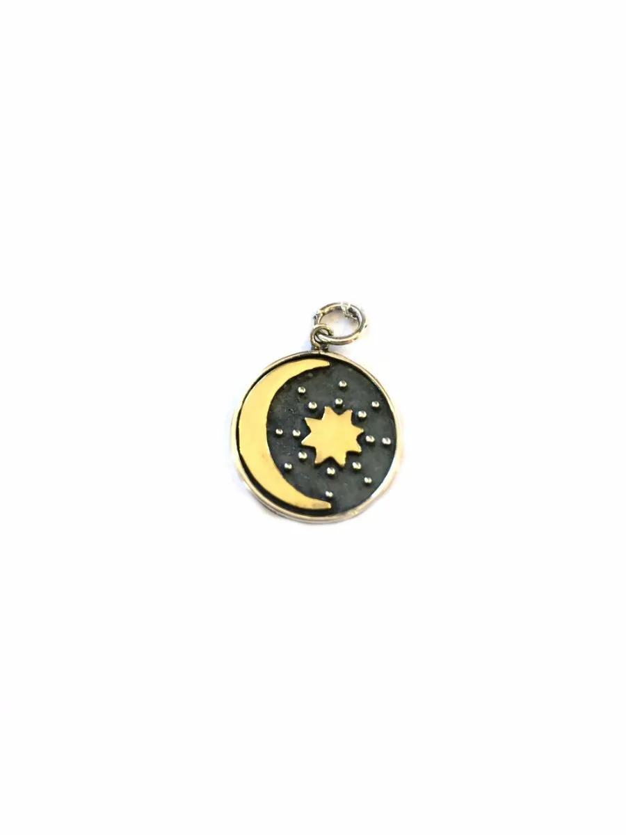 Mixed Metal Moon & Star Necklace