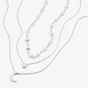 Moon and Star Layered Necklace Set