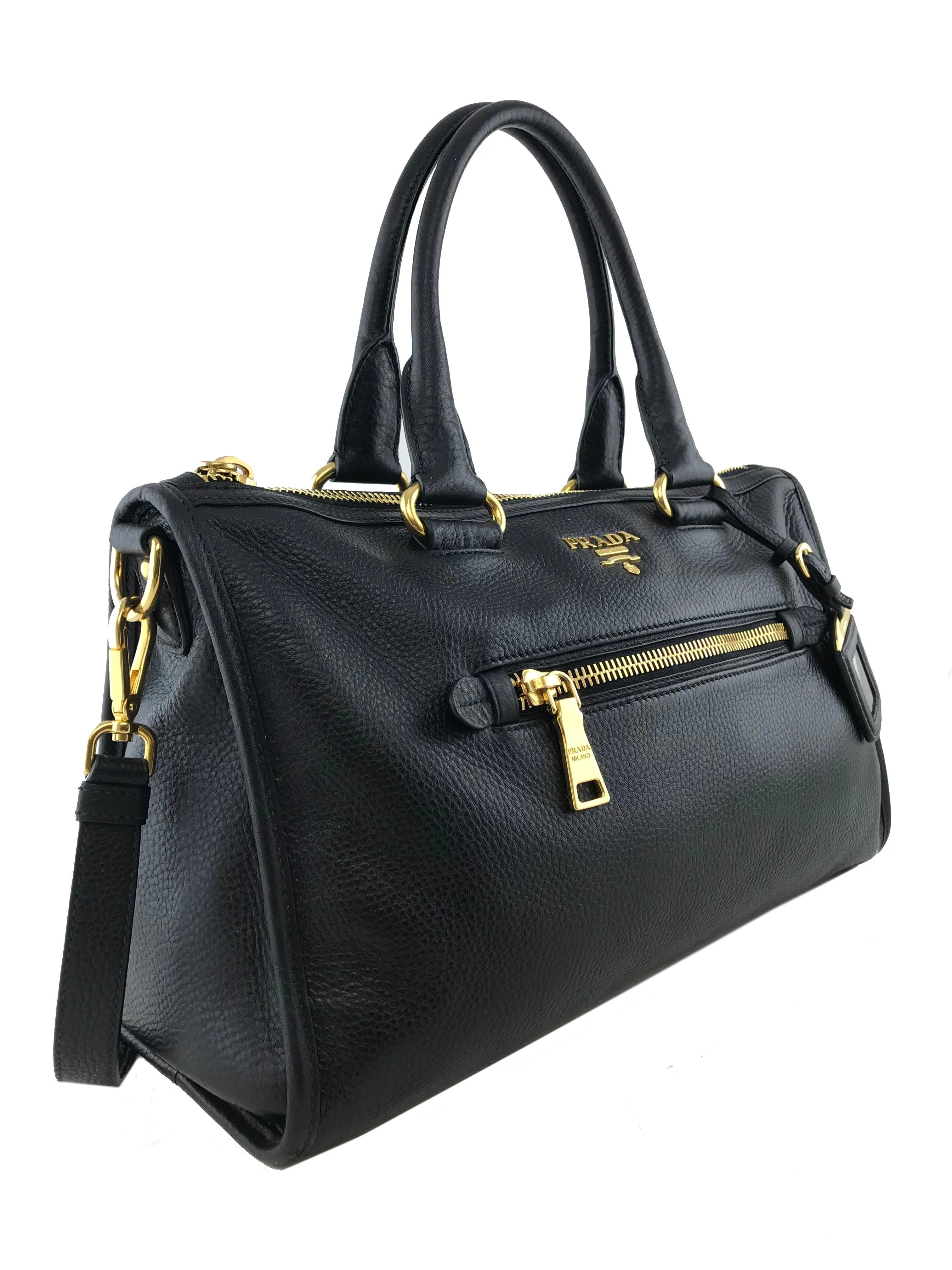 Prada Vitello Daino Convertible Medium Satchel Bag