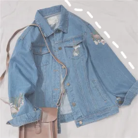 RETRO EMBROIDERY DENIM COAT BY24018