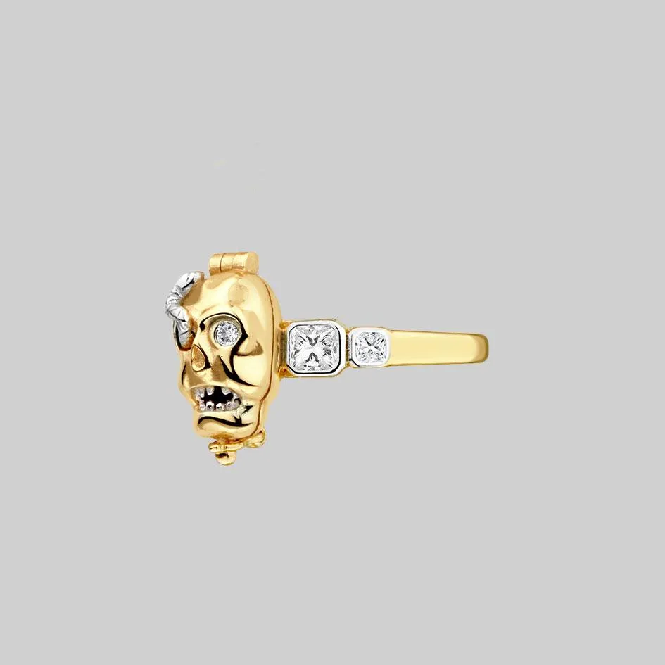 REVENANT. Skull Poison Box Ring - Gold