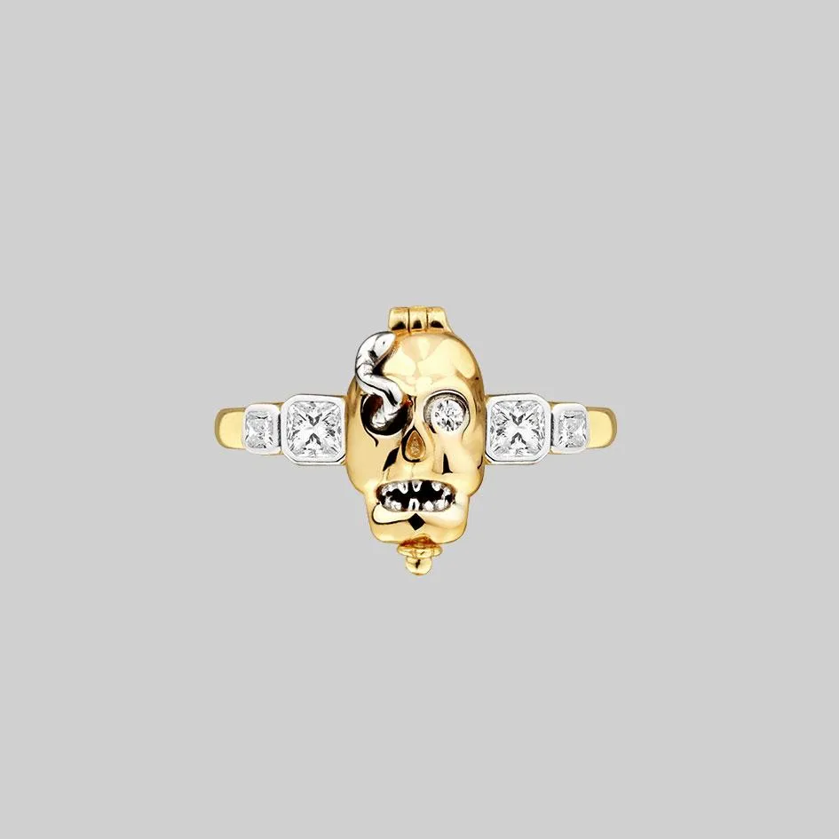 REVENANT. Skull Poison Box Ring - Gold