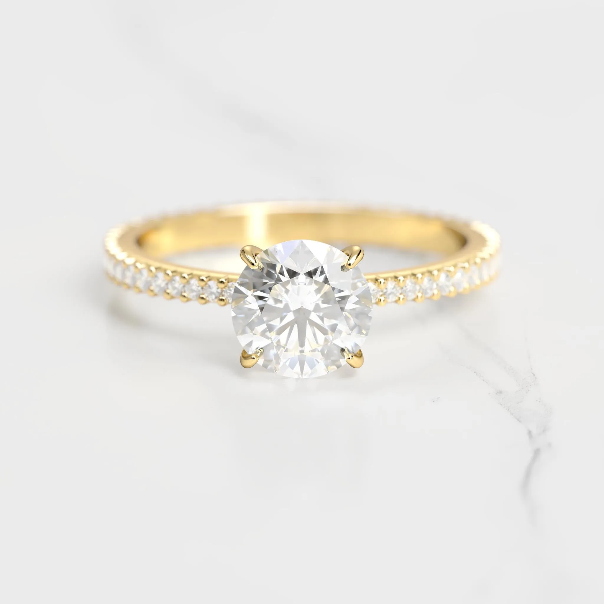 Round Full Pave Tapered Diamond Ring