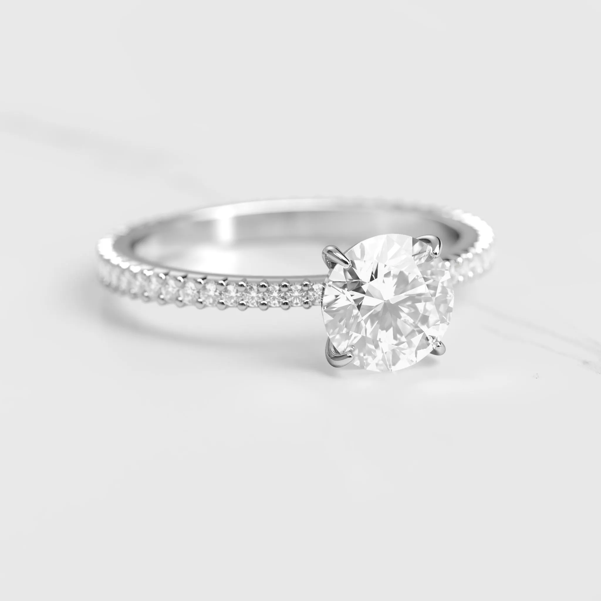 Round Full Pave Tapered Diamond Ring