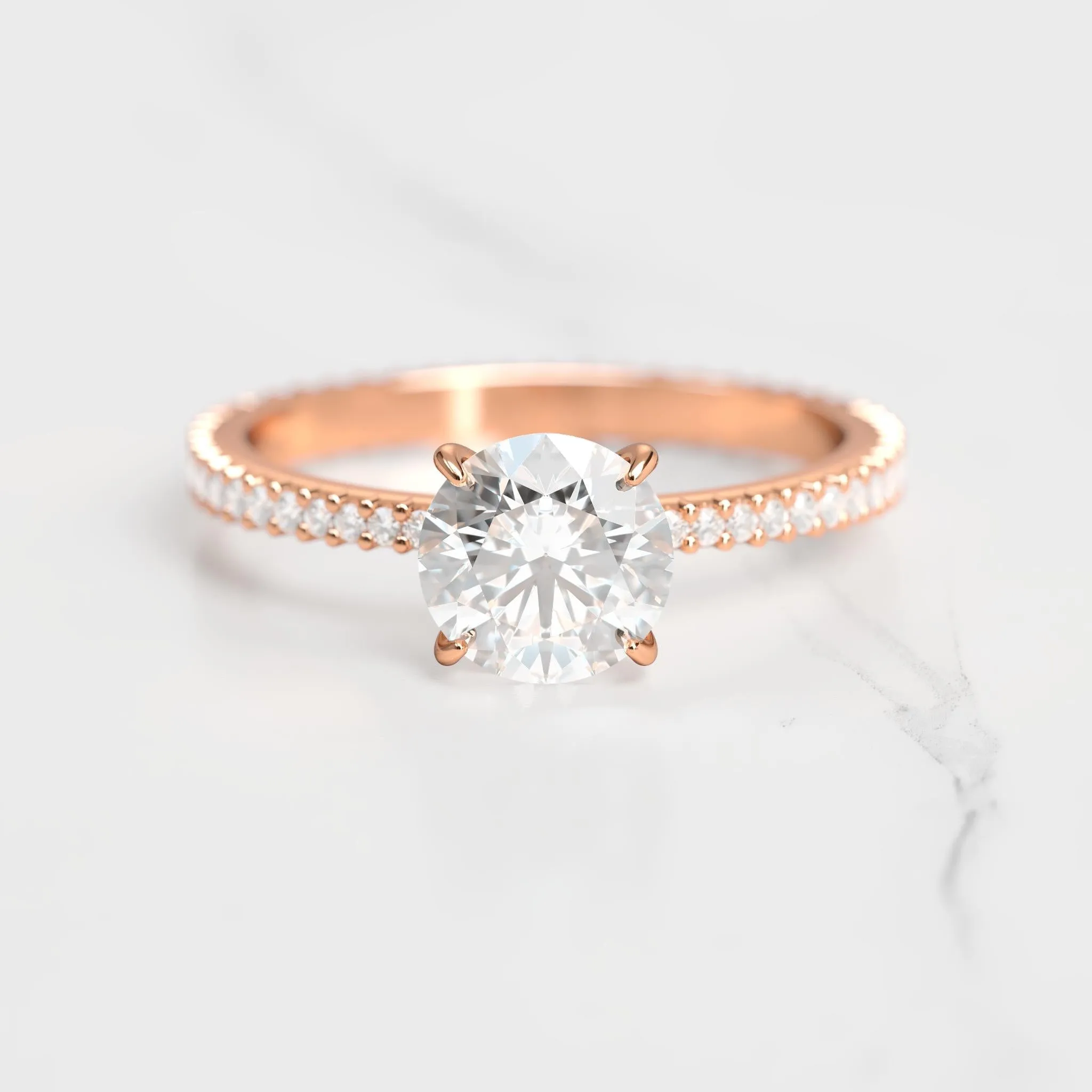 Round Full Pave Tapered Diamond Ring