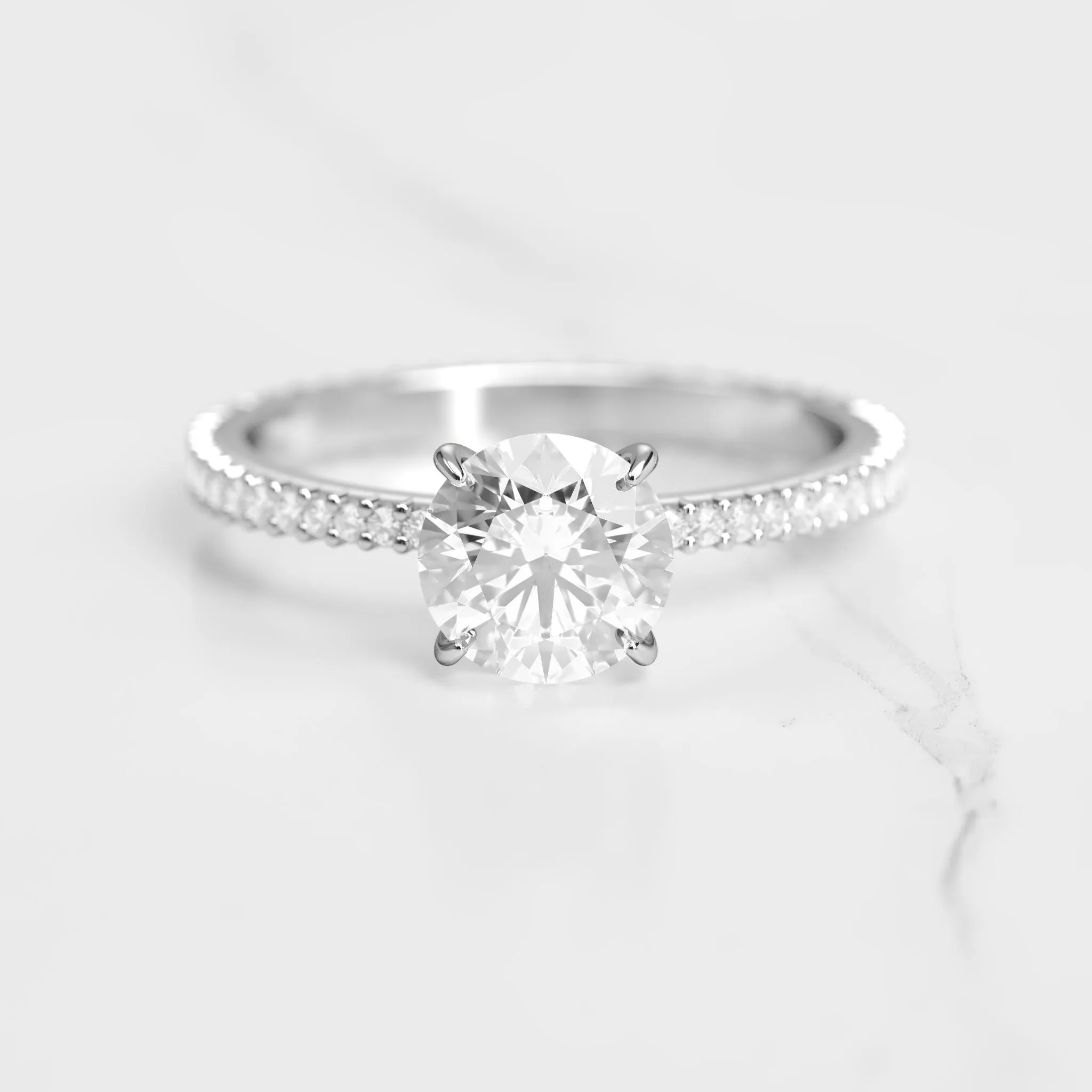 Round Full Pave Tapered Diamond Ring