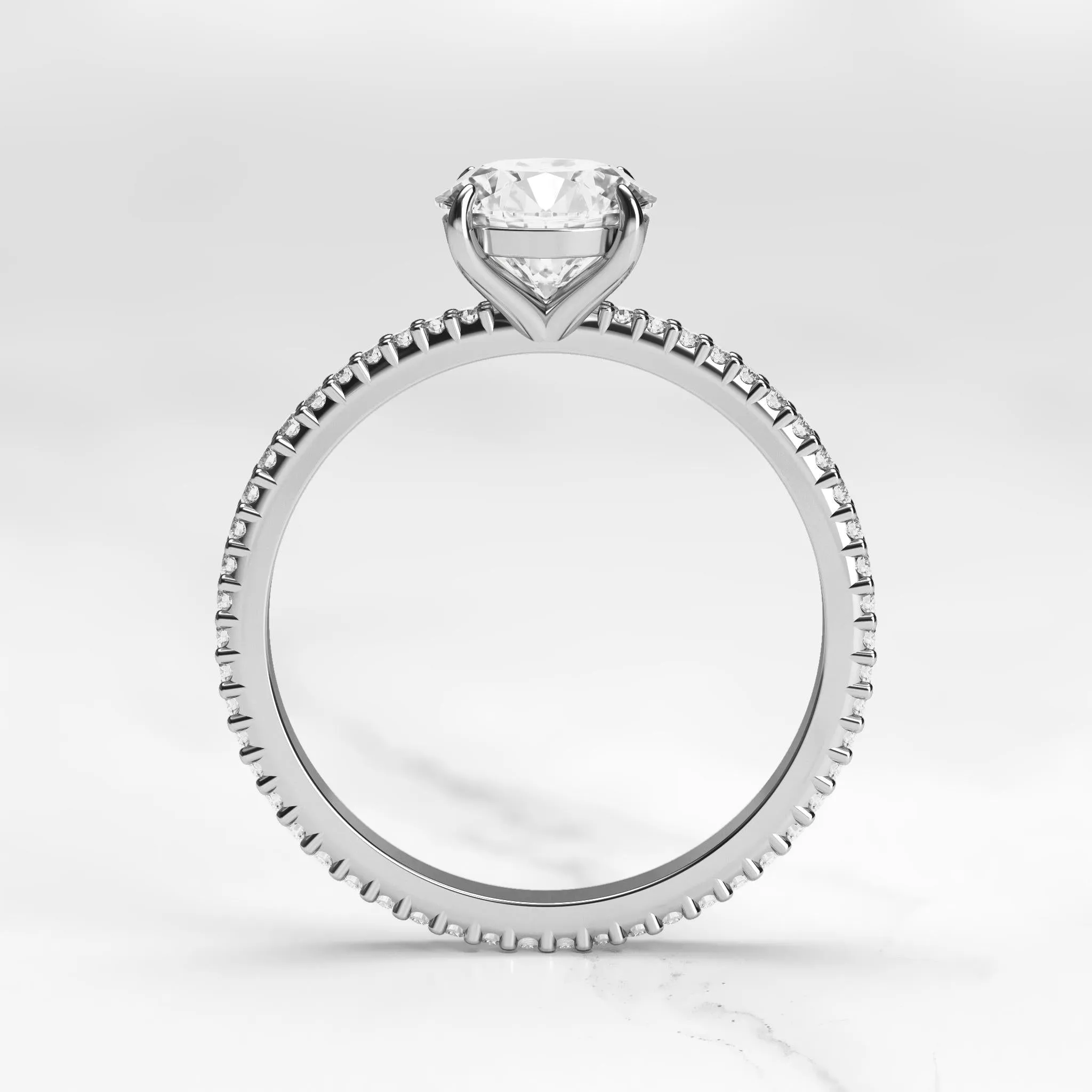 Round Full Pave Tapered Diamond Ring