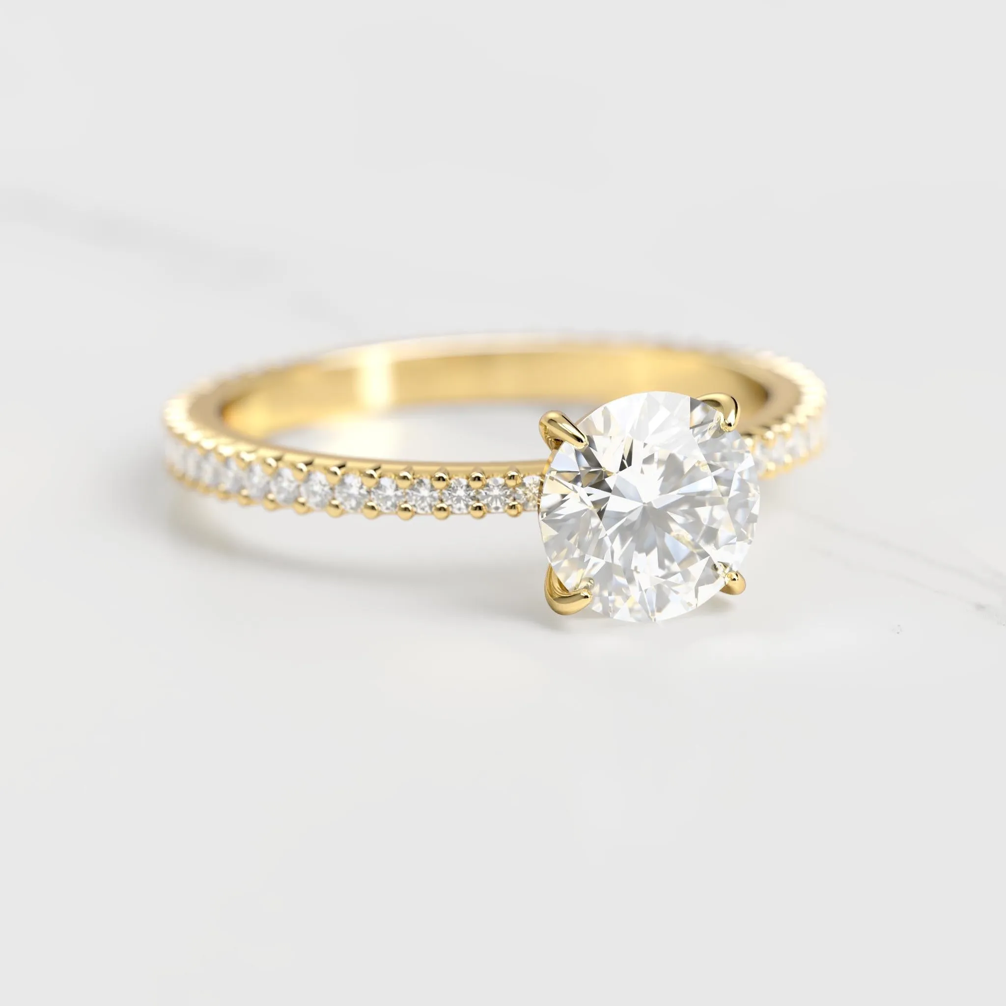 Round Full Pave Tapered Diamond Ring