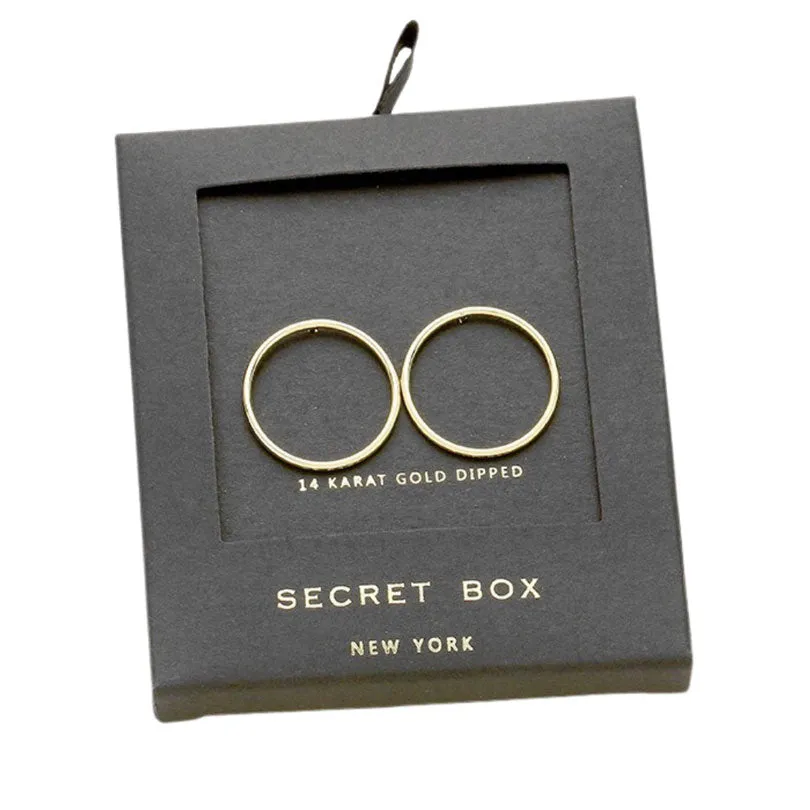 Secret Box 14K Gold Dipped Open Circle Stud Earrings