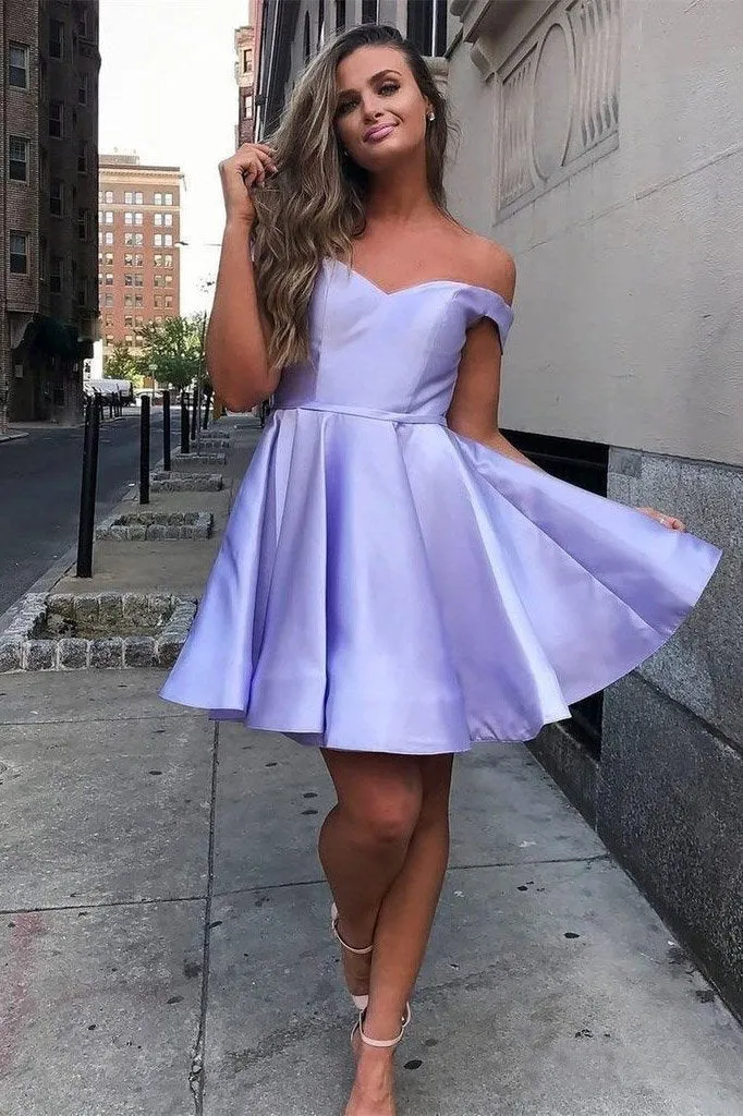 Simple Off the Shoulder Pink Homecoming Dresses Cheap Lace up Homecoming Dress