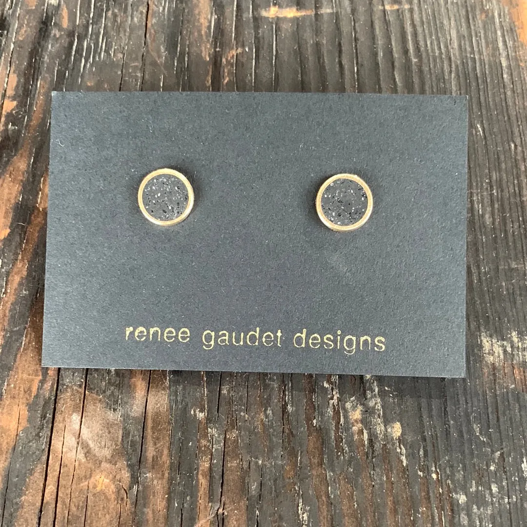 Small Stud Earrings  BRASS   CONCRETE Black