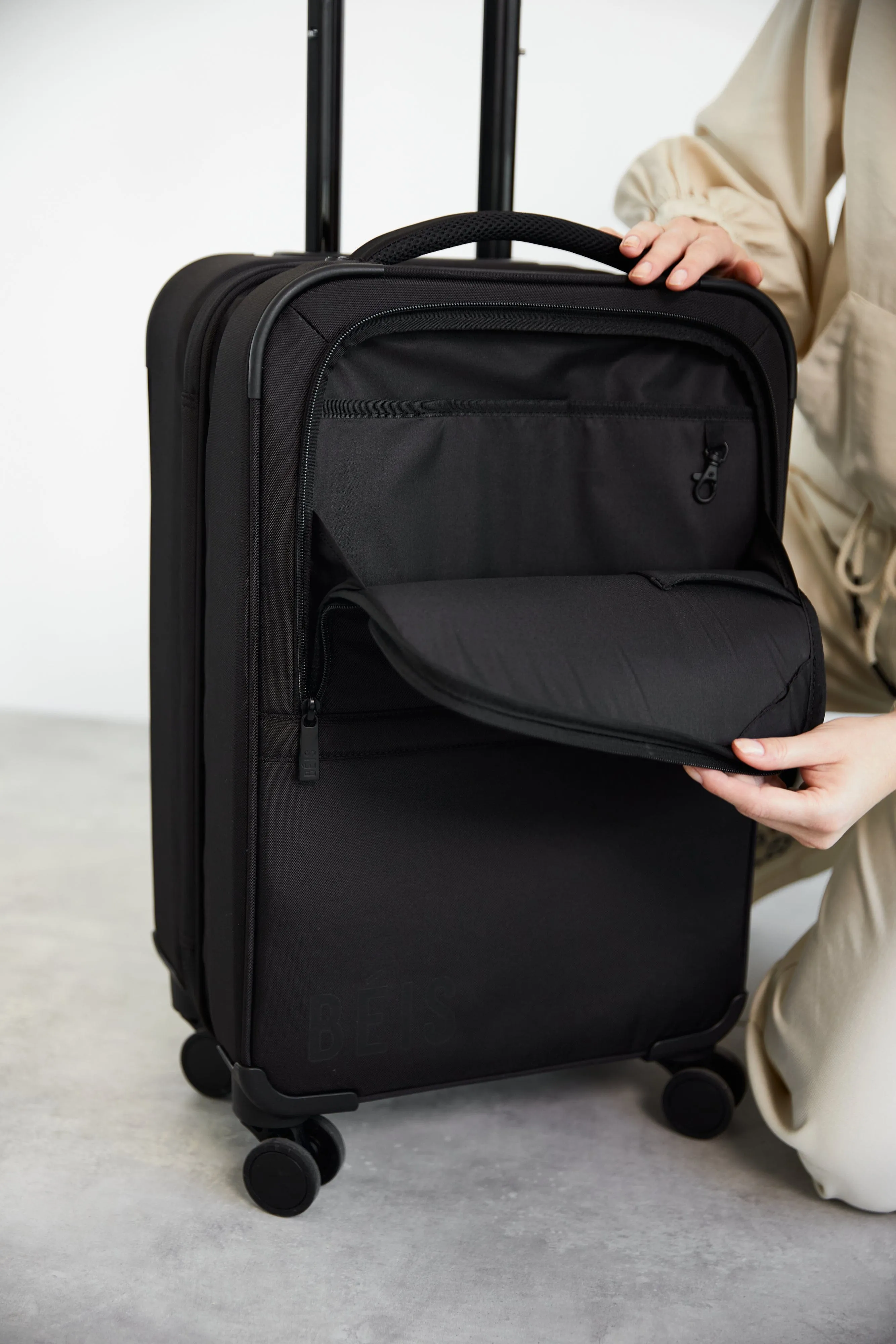 Soft-Sided Collapsible Carry-On Roller in Black