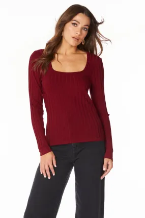 SQUARE NECK LONG SLEEVE TOP