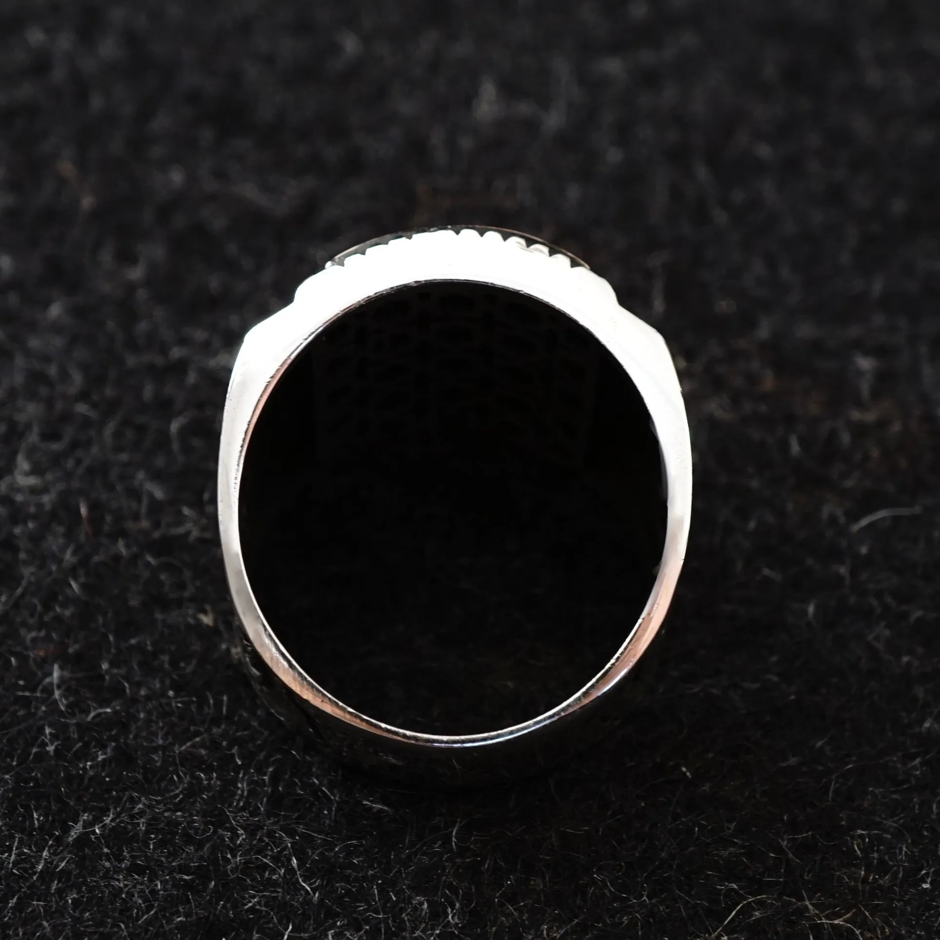 Sterling Silver Ring Crescent Star Turkish Men's Jewelry Engraved Onyx micro setting