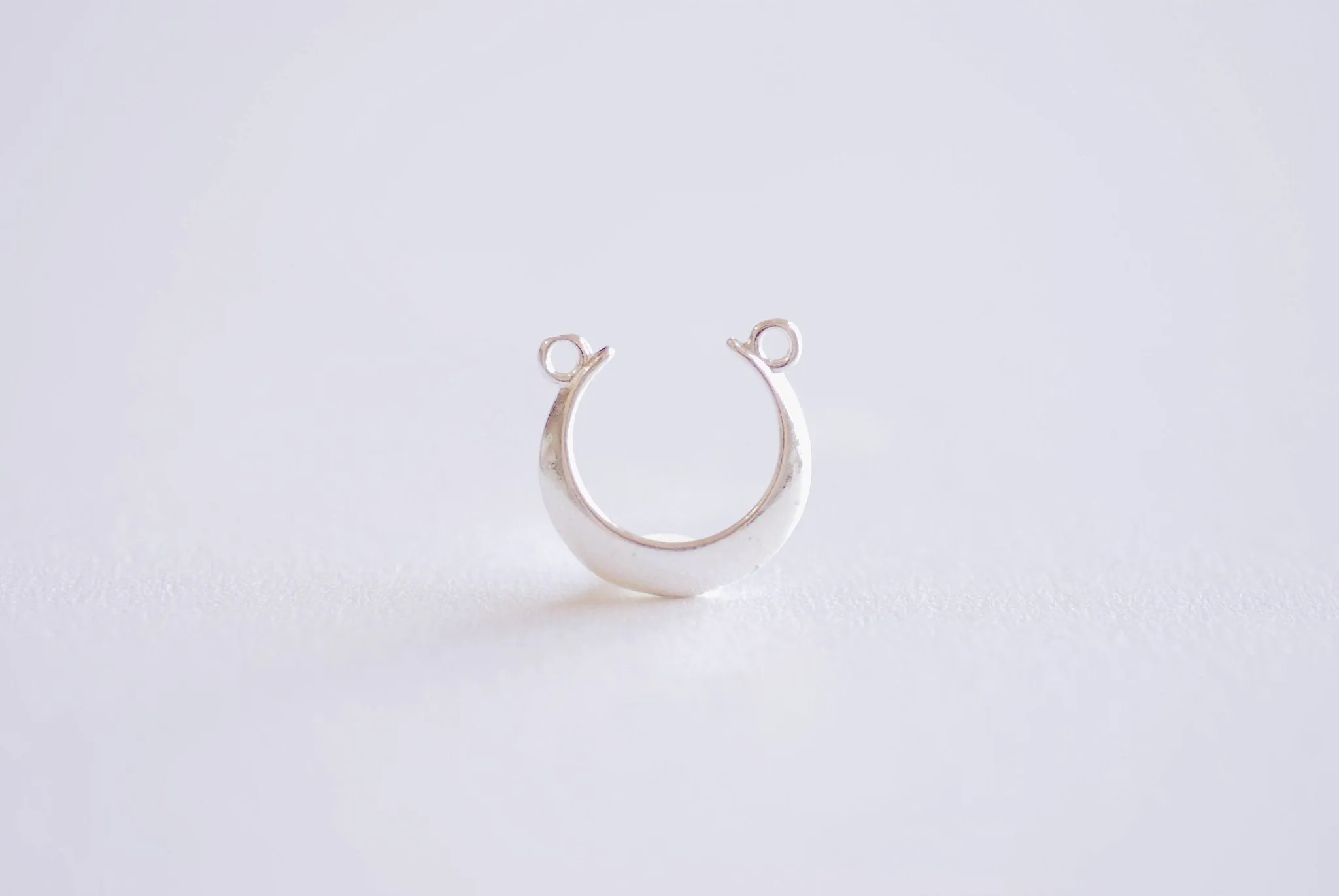 Sterling Silver Wholesale Crescent Moon Connector- 925 Sterling Silver, Moon Charm Pendant, Half Moon, Link Spacer, horizontal 2 holes, U Shaped, 357