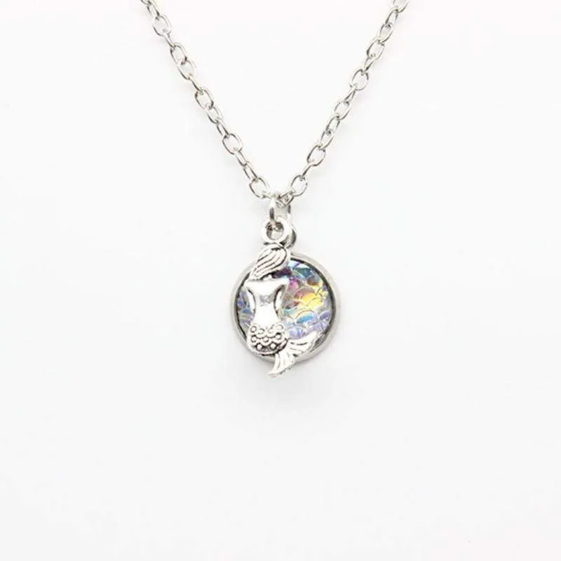 The Little Mermaid Multi Iridescent Dainty Charm Necklace