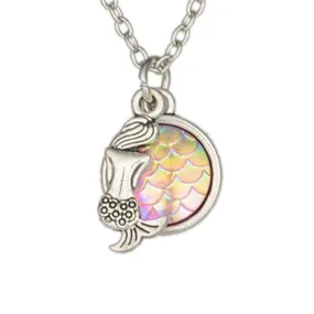 The Little Mermaid Multi Iridescent Dainty Charm Necklace