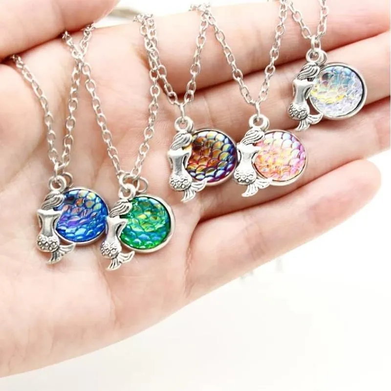 The Little Mermaid Multi Iridescent Dainty Charm Necklace