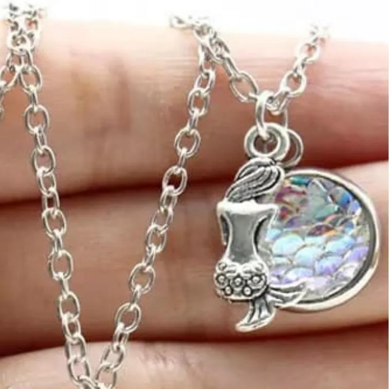 The Little Mermaid Multi Iridescent Dainty Charm Necklace