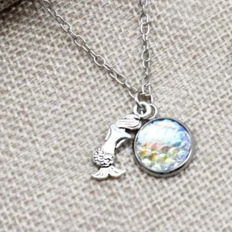 The Little Mermaid Multi Iridescent Dainty Charm Necklace