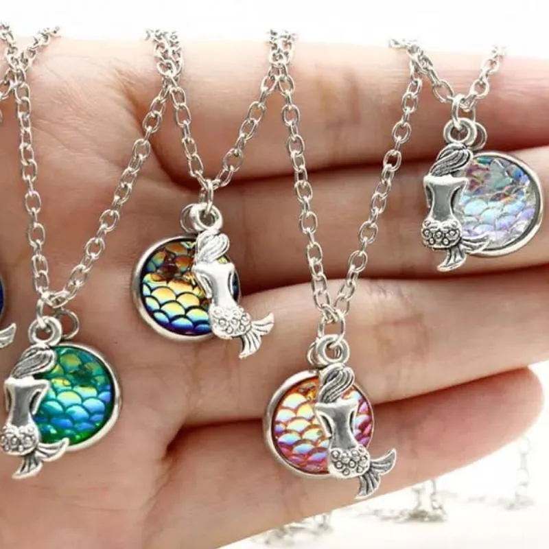 The Little Mermaid Multi Iridescent Dainty Charm Necklace