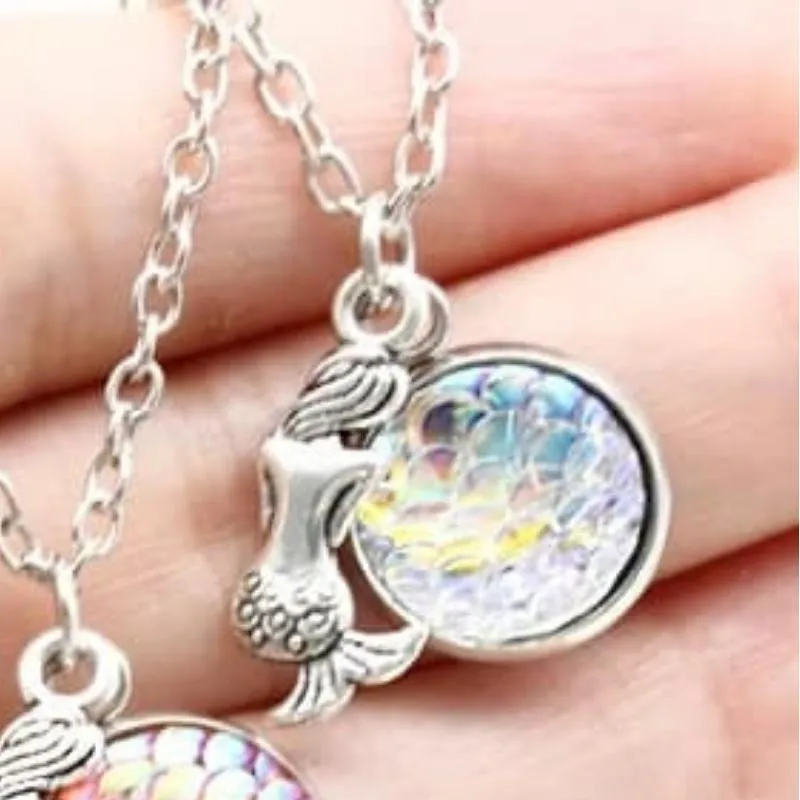 The Little Mermaid Multi Iridescent Dainty Charm Necklace