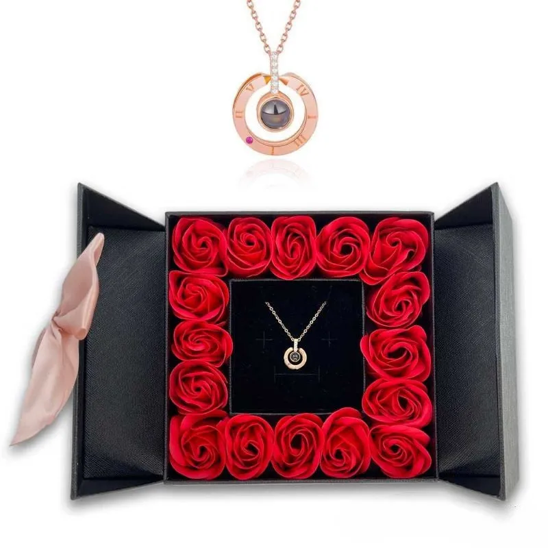 Timeless Necklace Set In Jewelry Box With Mini Roses