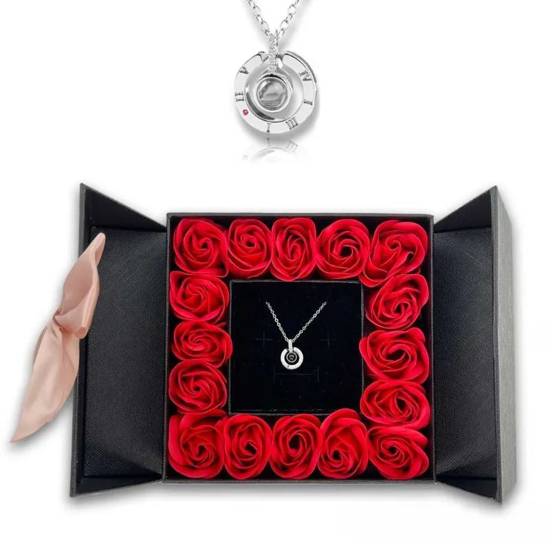 Timeless Necklace Set In Jewelry Box With Mini Roses