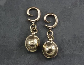 Turtle Gauged Spiral Earrings - Bronze